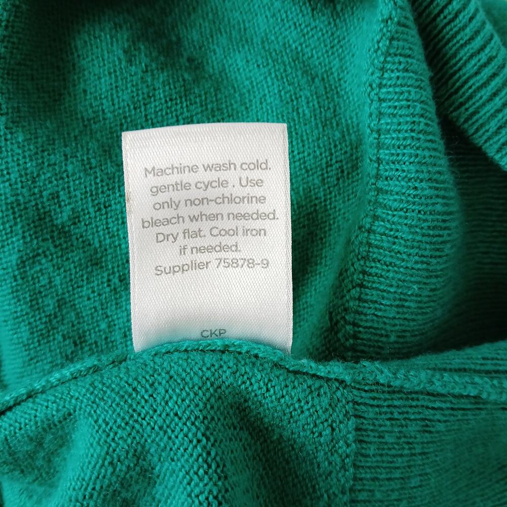 JCPenney Cashmere Blend Green Pullover Sweater S crew raglan 3/4 length sleeves - Picture 10 of 14